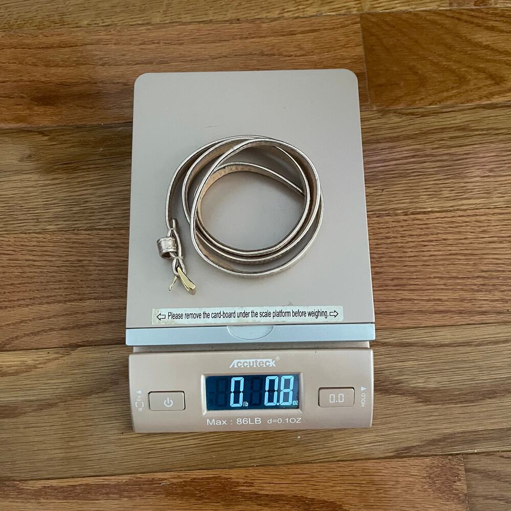 J. Crew Rose Gold Metallic Skinny Belt Genuine Leather Womens Small 0.5" 13687 - Picture 9 of 9